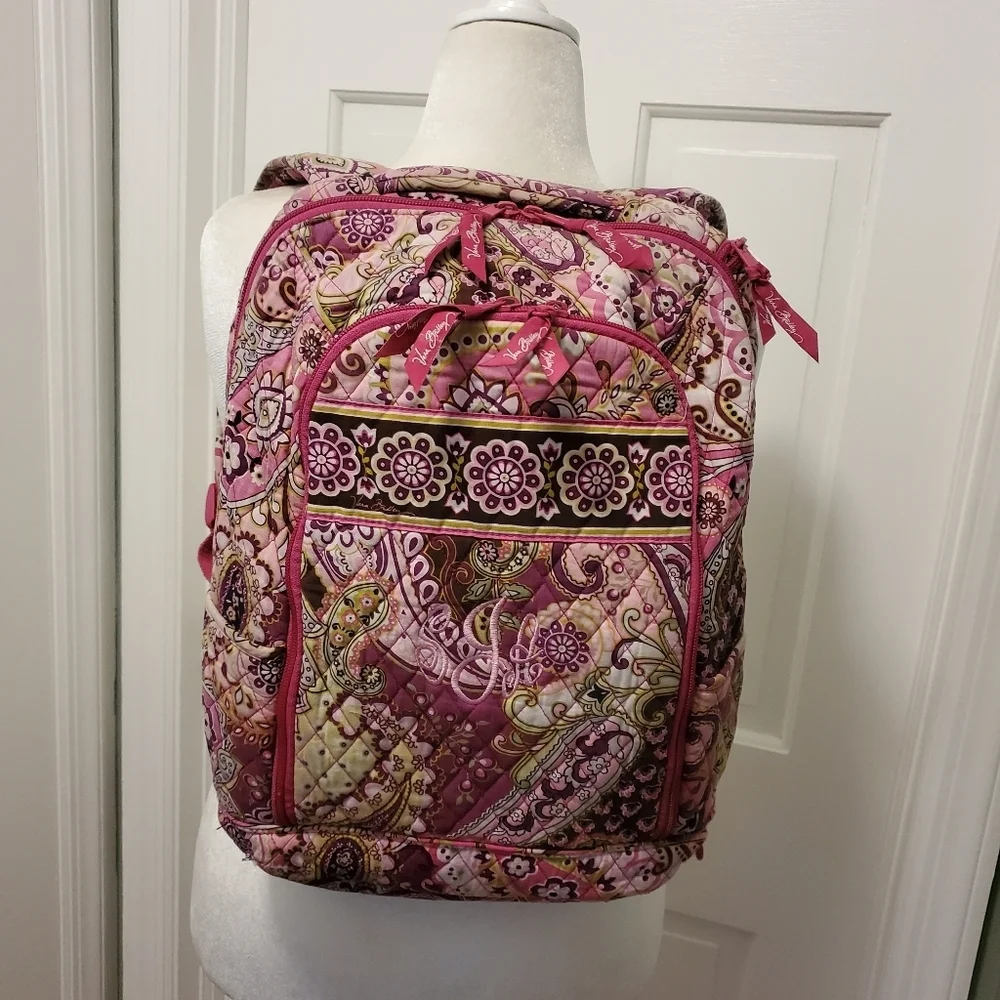 Vera Bradley Pink Paisley Medallion Print Quilted Backpack Vera Bradley Pink Paisley Quilted Backpack Girls Kids School  main image 4